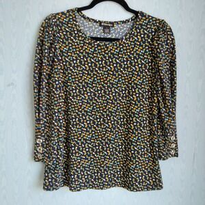 ByDesign Women's Small Top 3/4 Puff Sleeve Polka Dot Twee Nautical Preppy‎ Navy